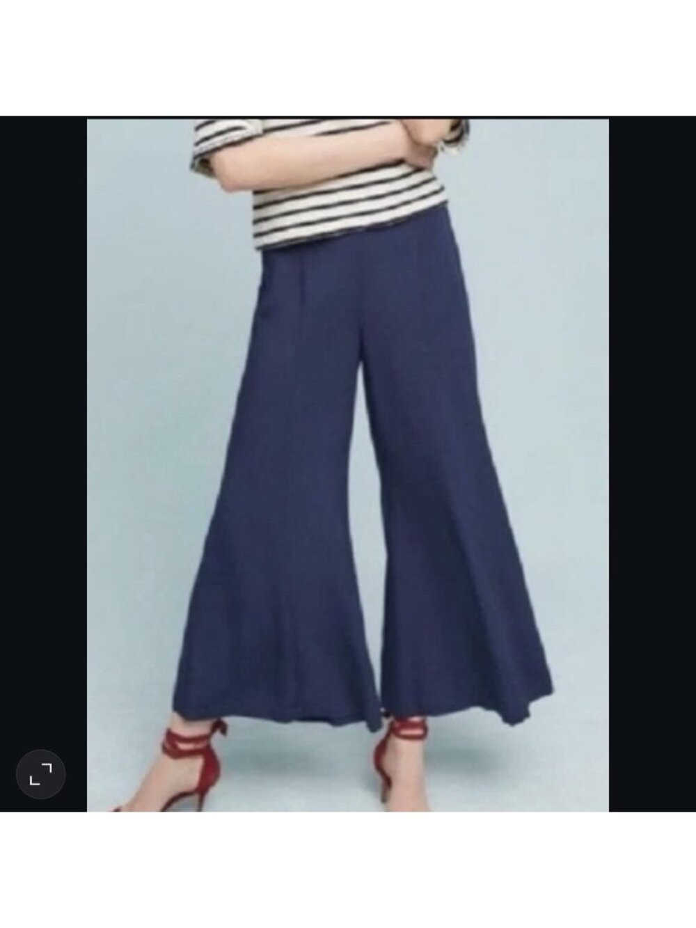Maeve Canna Culotte Wide Leg Crop Pant Women‎ 2 Navy Lightweight